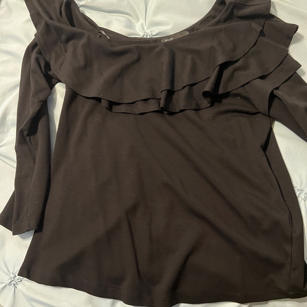 Elegant Black Ruffle one shoulder Top